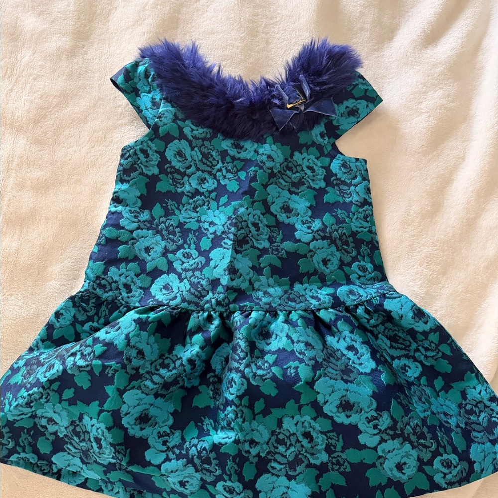 Janie and Jack Blue Floral Kids Formal Dress & Matching Cardigan